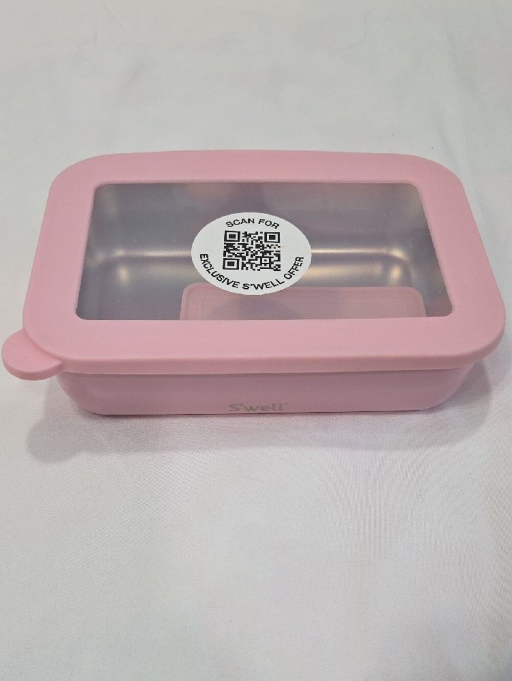 S'well Peony Pink Bento Box Stainless Steel Container with Clear Snap Lid T18